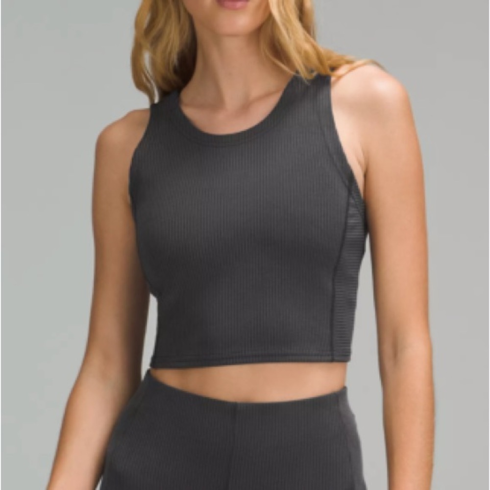 Lululemon Ribbed Softstreme Cropped Tank Top, Size 6, Black